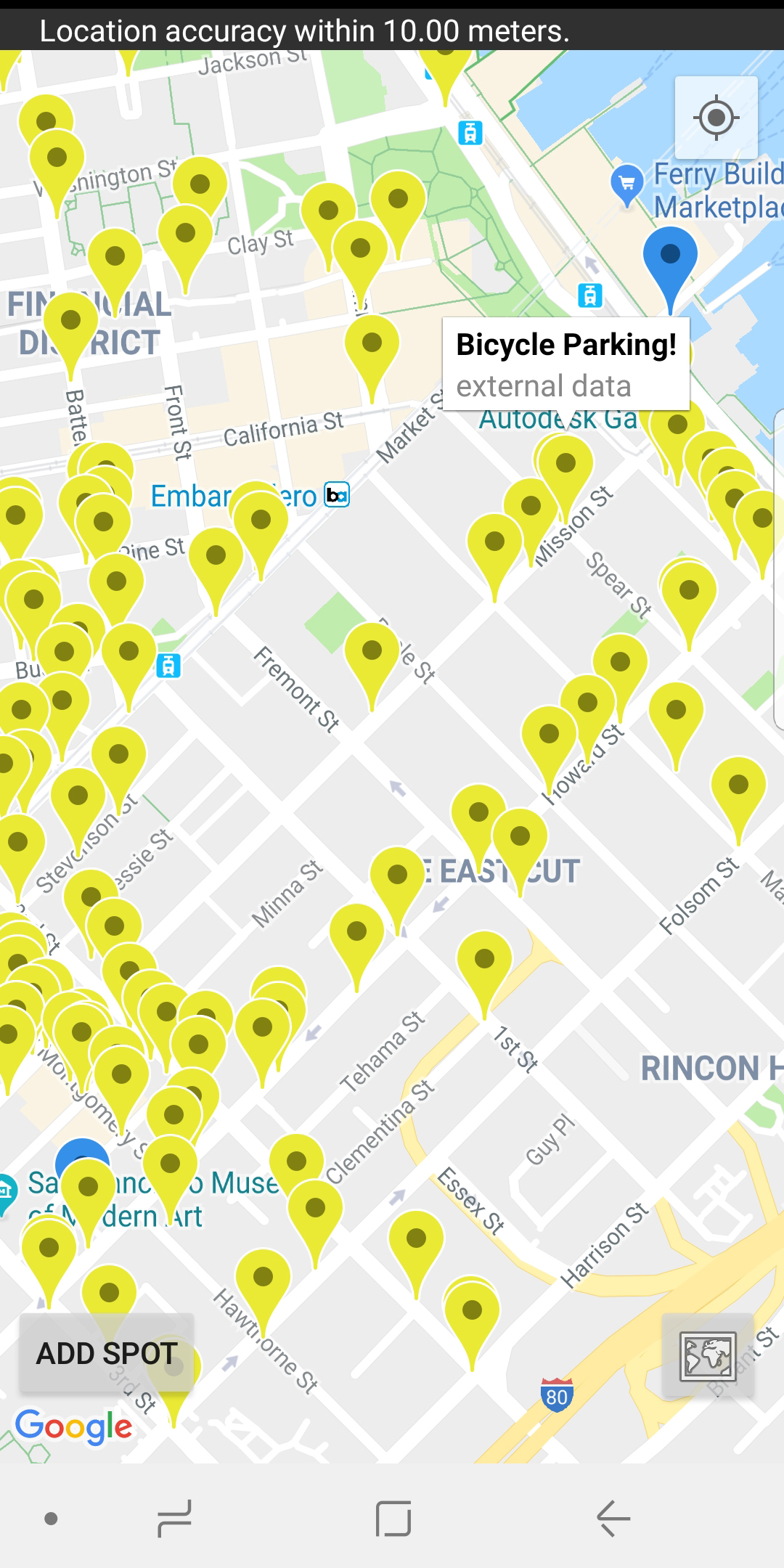 View external bicycle parking data